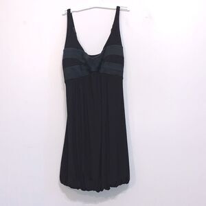 BEBE | Women’s Black Silk Sleeveless Shirred Hemline Cocktail Mini Dress XS
